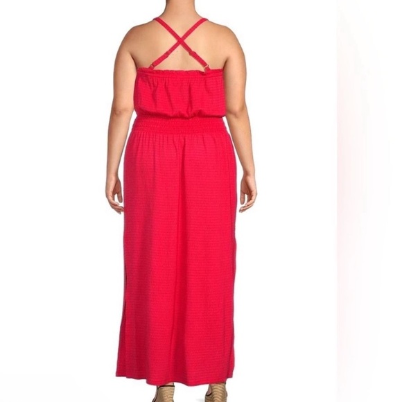 Michael Kors Smocked Square Neck Cami Dress Red Geranium‎ Size PM Stitch Fix NWT - Picture 5 of 15